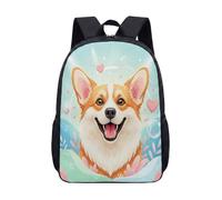 Sac à Dos Corgi Pastel Dreamscape - Cartable Kawaii Esthétique Douce avec Imprimé Chien Mignon et Fleurs pour Étudiants, 43,2 cm