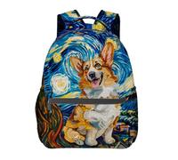 Sac À Dos Corgi Starry Night Dog Pet Cartable Loisirs Bookbag Ordinateur Portable Daypack pour Camping Voyage Scolaire