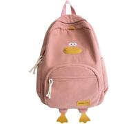 Sac à dos créatif en forme de canard pour filles Sac à dos en velours côtelé pour enfants avec motif animalier Sac à dos pour ordinateur portable de style scolaire pour enfants (Rose)