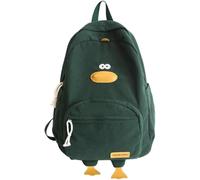 Sac à dos créatif en forme de canard pour filles Sac à dos en velours côtelé pour enfants avec motif animalier Sac à dos pour ordinateur portable de style scolaire pour enfants (Vert)