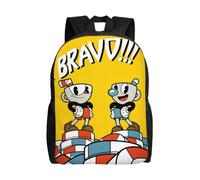 Sac à dos Cuphead Brother Mugman, léger, unisexe, basique, pour la journée, pour ordinateur portable, pour les voyages, l'école, le bureau - XTYD2329 Noir