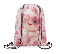 Sac À Dos Cute Axolotl Flowers Salamander Romantic Gym Sack Pliable Sacs À Cordon Colourful Sac De Sport pour Camping Voyage École 36X42CM