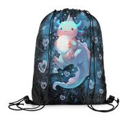 Sac À Dos Cute Axolotl Salamander for Kawaii Sealife Gym Sack Colourful Sac De Sport Résistant Sacs À Cordon pour Camping Voyage Swimming 36X42CM
