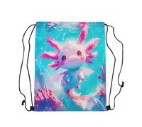 Sac À Dos Cute Pink Axolotl Cartoon Salamander Kawaii Marine Sea Life Gym Sack Colourful Sacs À Cordon Résistant Sac De Sport pour Voyage École Camping 36X42CM