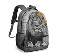 Sac à dos de 40,6 cm avec motif lion royal et couronne de lionne - Impression artistique vintage - Pour couple - Motif : King Queen - Pride - Sac de voyage texturé foncé, 01, L, Décontracté