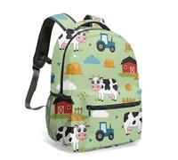 Sac à dos de 40,6 cm imprimé vache bleue tracteur rouge ferme impression 360 degrés vie rurale illustration animal quotidien voyage sac à dos, 01, L, Décontracté