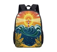 Sac à dos de 43,2 cm sur le thème de l'océan pour enfants et adolescents - Cartable imprimée de dessin animé vif, 08, L, Minimaliste