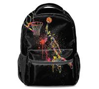 Sac à dos de basket-ball Leap Splatter Ink - Style sportif tendance - Unisexe - Pour adolescents et étudiants, style 3, L