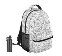 Sac À Dos De Coloriage Sac Bandoulière Décontracté Fait Main Imprimé Vache | Cartable Mignon Doodle pour Garçons Filles Parents Colonie de Vacances Congés Pique-nique Camping