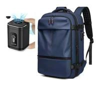 Sac à dos de compression sous vide de 60 l avec roulettes, sacs à dos de voyage imperméables extensibles pour homme, sac à dos pour ordinateur portable de 17 pouces, 14, No air pump