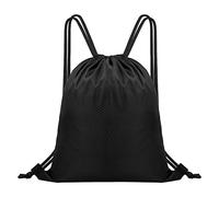 Sac à Dos de Cordon, Impermeable Sacs de Gymnastique de Sport de Cordon de Serrage pour Femme Homme Fille Garçon, Noir Sac à Cordon PE pour Sport Ecole Plage Gym Natation Voyage