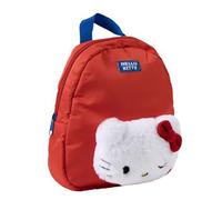 Sac à dos de crèche Hello Kitty pour fille - Sac à dos en peluche 3D rouge avec poignée supérieure et bretelles réglables, 100% polyester, licence officielle, idéal pour l'école des enfants et cadeau
