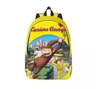 Sac à dos de dessin anime Curious George Monkey pour hommes et femmes, sac à dos de travail cool pour etudiants, série télévisée, ordinateur portable, sacs en toile avec poche Noir