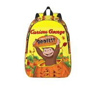 Sac à dos de dessin anime Curious George Monkey pour hommes, femmes, adolescents, lycée, travail, série télévisée, sac à bandoulière pour ordinateur portable, cadeau Noir