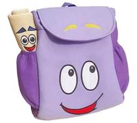 Sac à dos de dessin animé Dora l'exploratrice, sac d'école pour étudiants avec visage souriant mignon, trousse à crayons, sac à dos en toile violette, cadeau A