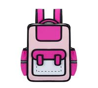 Sac à dos de dessin animé style dessin 2D sac d'école décontracté pour enfants et étudiants, rose rouge, As shown in the figure