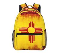 Sac à dos de grande capacité pour homme et femme en polyester durable avec drapeau du Nouveau-Mexique Grunge Art Daypack avec fermetures éclair lisses pour la randonnée, le pique-nique, la marche, l