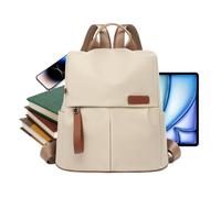 Sac à dos de grande sangle réglable multi-poches sac à livres, beige | Sac à dos personnel pour filles, étudiants, voyages d'affaires, avion