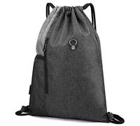 Sac à dos de gym avec cordon de serrage et écouteurs pour adultes et adolescents, gris, 43*33*1cm / 16.93*13.0*0.39in