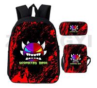 Sac à dos de jeu Angry Geometry Dash pour homme, imperméable, ideal pour les voyages, les loisirs, le collège, le lycée ou l'ordinateur. Noir