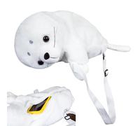 Sac à dos de jouet Kawaii : tissu en peluche de velours, adorable mini porteur d'épaule inspiré d'un sceau avec fonction de support de boucle de poche cachée | adolescents étudier