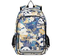 Sac à dos de karaté pour enfants de 8 à 12 ans : sac à livres moderne pour étudiant dans des couleurs assorties - Dessin animé mignon panda bleu et or