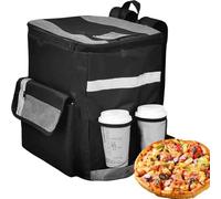 Sac à dos de livraison de nourriture - Sac à pizza isotherme pour pizza chaude | Boîte de transport portable, sac de livraison imperméable avec 4 poches pour tasses, Sac en maille, Consulte la