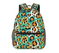 Sac à Dos de Loisirs avec compartiment Sac à Dos Enfant Art du guépard vert et du léopard Portable Cartable Scolaire pour Fille Enfant Maternelle 29X40cm