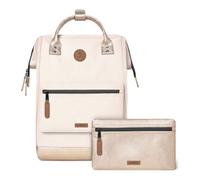 CABAIA - Sac à Dos Adventurer Alger - Maxi 23L - Déperlant - Compartiment Ordinateur Portable 15" - 2 Poches - Certifié Vegan - Sac Voyage, Affaires, École pour Homme et Femme - Beige