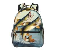 Sac à Dos de Loisirs Loisir Sac à Dos pour Enfant Peinture de deux bars sautant hors de l'eau Unisex Cartable Scolaire pour Ecole Enfant Cadeaux 29X40cm