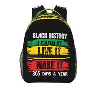 Sac à Dos de Loisirs Portable Sac de Livre d'école Mois de l'histoire des Noirs avec compartiment Backpack pour Ecole Quotidien Fille 29X40cm
