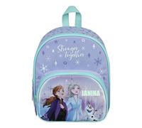 Sac à dos de maternelle Disney La Reine des Neiges - Personnalisable avec nom - Sac à dos pour fille avec poche avant - 2 compartiments, Sac à dos turquoise pastel - La Reine des Neiges