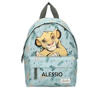 Sac à dos de maternelle Disney Le Roi Lion Simba - Personnalisé avec nom - Petit sac à dos pour garçons et enfants - Sac à dos de loisirs fille 2 compartiments, Vert clair