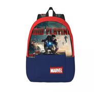 Sac à dos de maternelle Iron Man, style rétro, lavable, motif Marvel, unisexe, ideal pour le camping, ideal comme cadeau d'anniversaire Noir