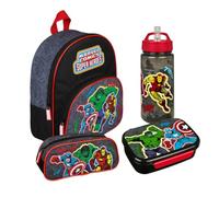 Sac à dos de maternelle Marvel Avengers pour garçon - Personnalisable avec nom - Sac à dos pour enfant avec poche avant, Set 2 Avengers Noir, Einheitsgröße, Sac à dos tyrolien