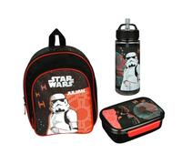 Sac à dos de maternelle Star Wars pour garçon - Personnalisable avec nom - Petit sac à dos avec poche avant - 2 compartiments 25 x 31 x 10 cm, Set 1 - Starwars noir