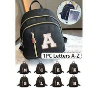 Sac à dos de mode en nylon pour femmes, lettres brodées A-Z sur serviette, sac de conception de style multifonctionnel avec fermeture éclair, sac à dos de grande capacité pour étudiants avec plusieurs