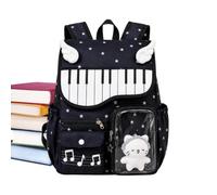 Sac à dos de musique mignon élégant à pois avec pendentif décoratif, Noir | Sac à dos avec note de musique pour filles, femmes, études, travail, trajets quotidiens, voyages