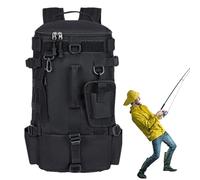 Sac à dos de pêche - Sac à dos de Tackle Box avec supports de canne à pêche - Sac de rangement pour équipement de pêche, sac de voyage pour pêche, camping, randonnée, Noir , Siehe Beschreibung