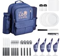 Sac à dos de pique-nique 4 personnes avec compartiment réfrigéré - Bleu marine Sac de pique-nique - Outdoor Picknick Set