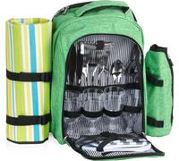 Sac à dos de pique-nique CampFeuer 32 pièces, set de pique-nique pour 4 personnes, vert menthe chiné, sac à dos de loisirs