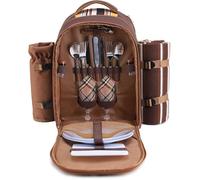 Sac à dos de pique-nique isotherme pour 2 personnes avec set de vaisselle et couverture Marron-2 DISTRIBUTEUR SACS DE DEJECTION