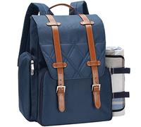 Sac à dos de pique-nique pour 4 personnes avec grand sac isotherme, panier de pique-nique avec pochette à vin, couverture de pique-nique imperméable et ensemble de couverts. Parfait pour le camping
