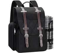 Sac à dos de piquenique pour 4 personnes avec grand sac isotherme, panier de piquenique avec pochette à vin, couverture de piquenique imperméable et couverts, parfait pour la plage, le camping,