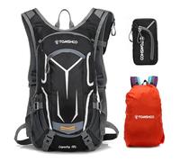 Sac à Dos de randonnée Almeigrity 18L résistant à l'eau avec Housse de Pluie et Filet Amovible pour Casque, Poche à Eau, Sac pour téléphone, Sac à Dos de vélo (Noir)