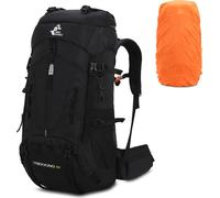 sac à dos de randonnée léger et étanche 60L avec protection contre la pluie, sac à dos de jour pour le sport en plein air, pour l'escalade, le camping et les voyages, noir