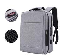 Sac à dos de recharge étanche et antisismique 15 pouces 17,3 pouces pour ordinateur portable Sac à bandoulière pour ordinateur de voyage, 14 pouces, Airbag antivol édition gris clair 14-15.6