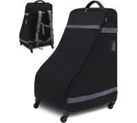 Sac à dos de siège de voiture avec roues pour voyage en avion - Extra large - Rembourré - Housse de siège auto pour avion - Résistant à l'eau - Noir - Sac à dos pour siège auto convertible -