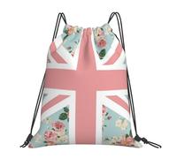 Sac à dos de sport à cordon avec drapeau Union Jack et roses anglaises, résistant à l'eau, pour femmes et hommes