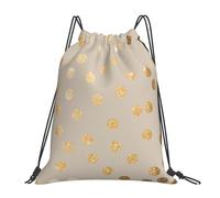 Sac à dos de sport à cordon de serrage, beige et doré, à pois pailletés, résistant à l'eau, pour femmes et hommes